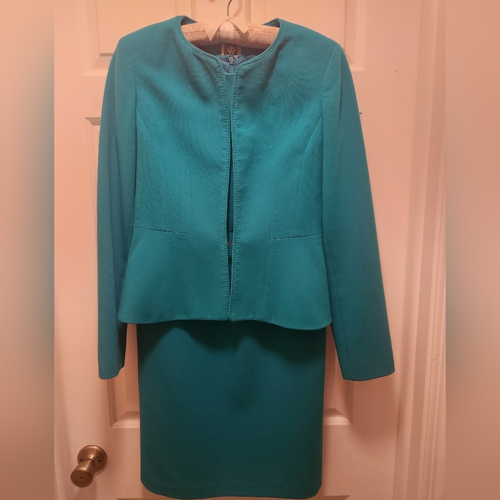 Anne Klein Tank Dress And Jacket. Turqoise. Size 0. EUC